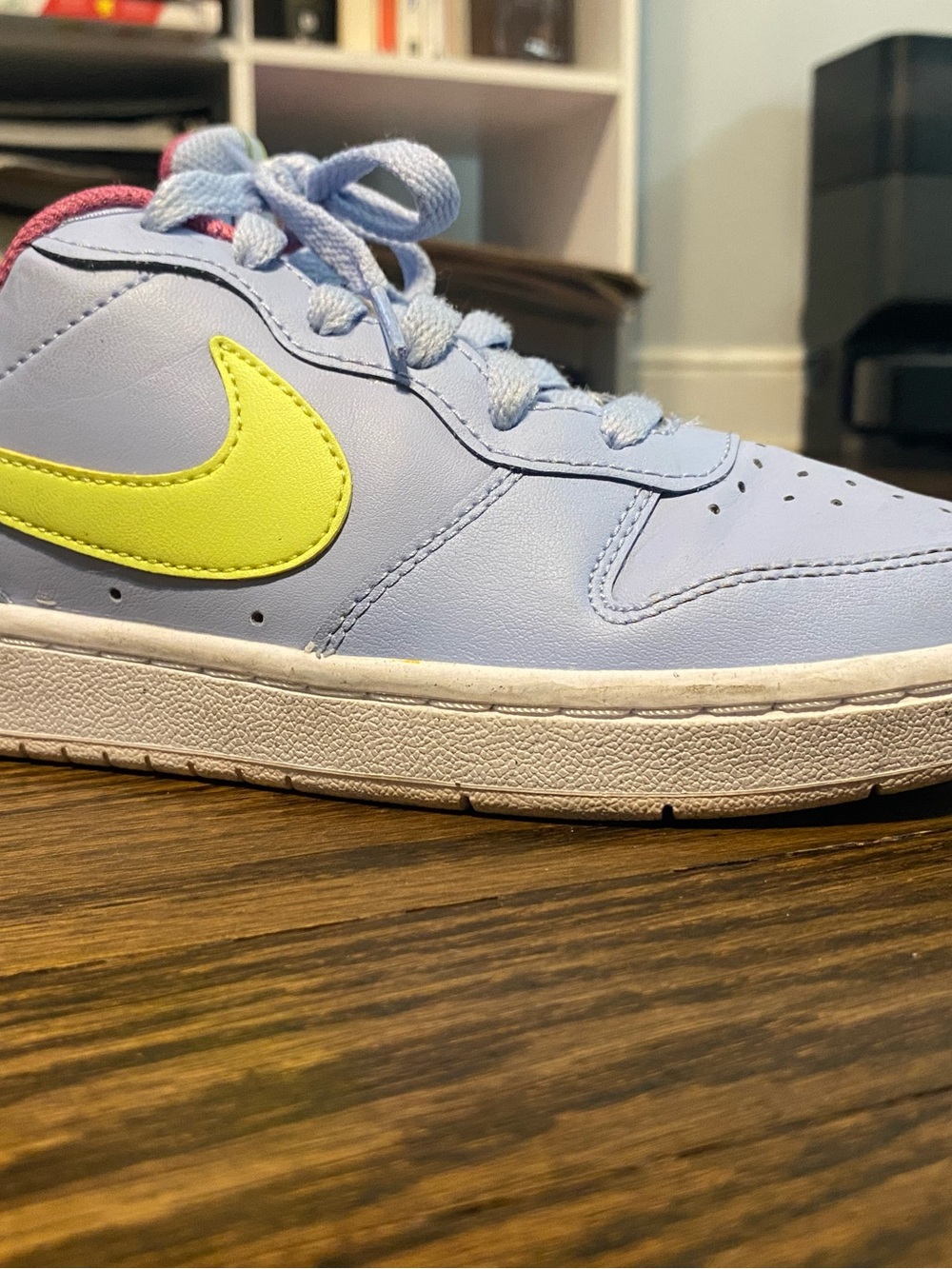 Nike Pastel Blue Low-Top Sneaker with Neon Yellow Swoosh